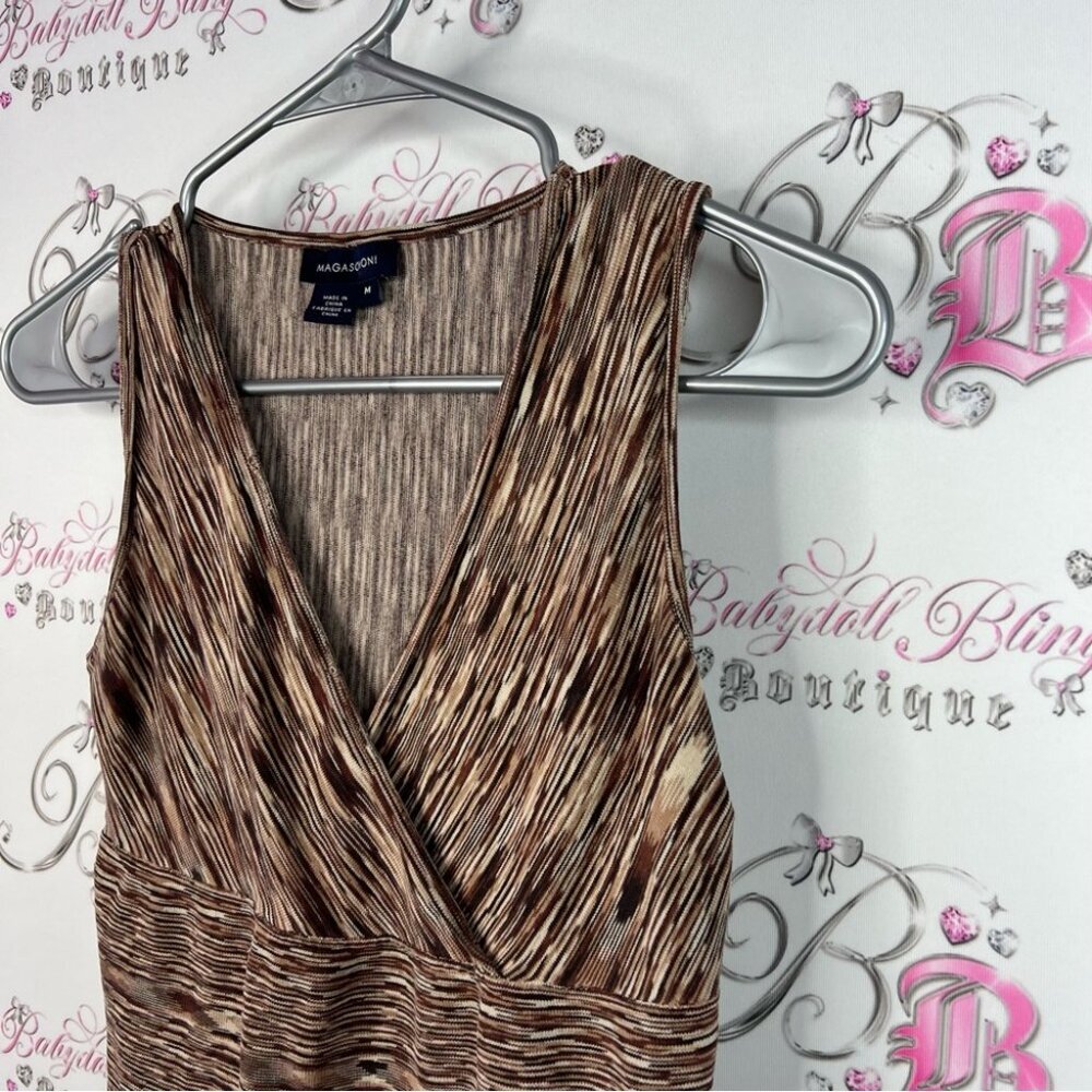 Magaschoni tank top stripes Multitone brown cream Sleeveless Tank Top - Picture 4 of 7